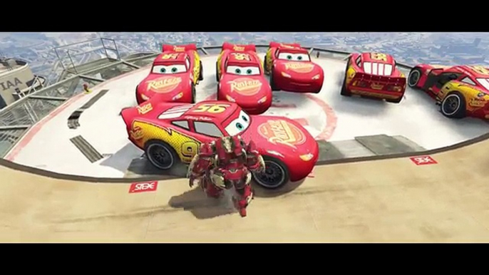 Disney Cars Pixar IRON MAN Hulkbuster crushes & Lightning McQueen (Songs for Children with Action)