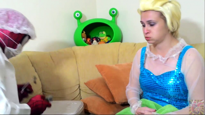 Spiderman & Frozen Elsa vs Doctor! Frozen Sick w/ Spiderman sick - Superhero in Real life ;)