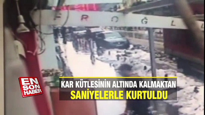 Kar kütlesinin altında kalmaktan saniyelerle kurtuldu | En Son Haber