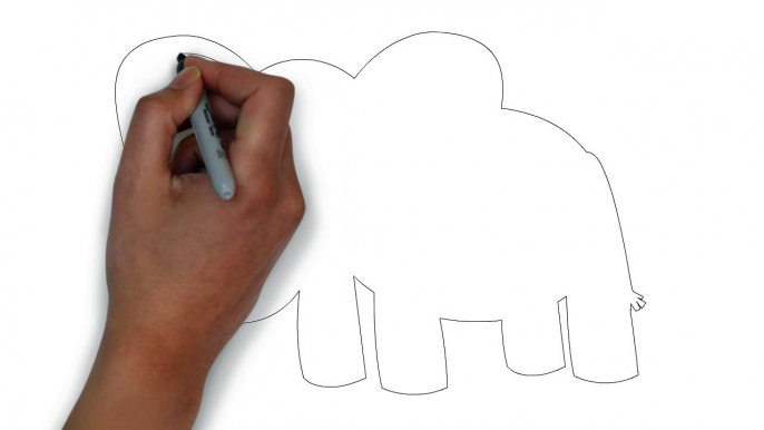 Elephant outline drawing, how to draw elephant step by step, kids drawing tutorial