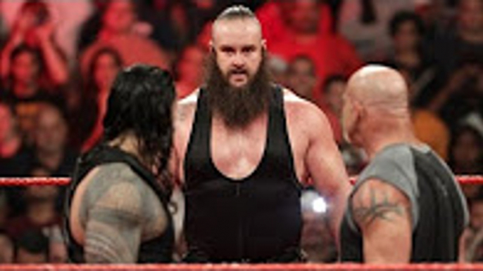 WWE Raw 2017 Goldberg face to face vs Roman Reigns vs Braun Strowman vs Chris Je