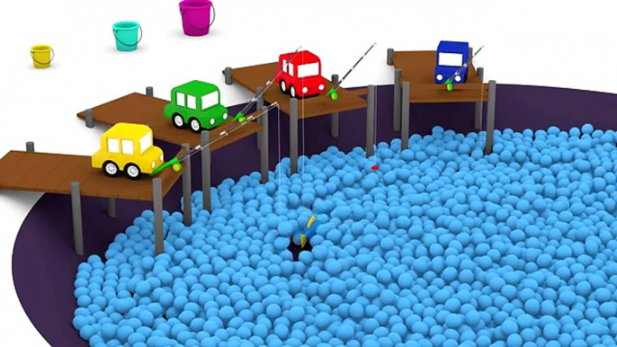 WHICH BUCKET_ - Ball Pit Pool FISHING - Cartoon Cars - Car Cartoons for Kids.Kid's Cartoons