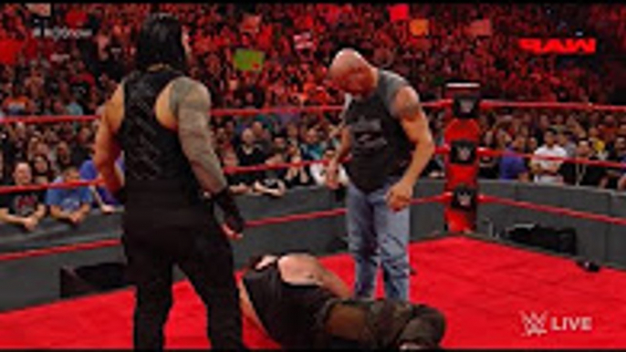 Wwe Raw 2017 Goldberg face to face vs Roman Reigns vs Braun Strowman vs Chris Jericho vs Kevin Owens