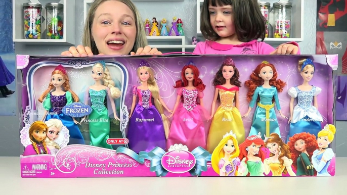 Disney Princess Doll Collection & Name That Princess Ariel Elsa Anna Rapunzel Belle Cinderella