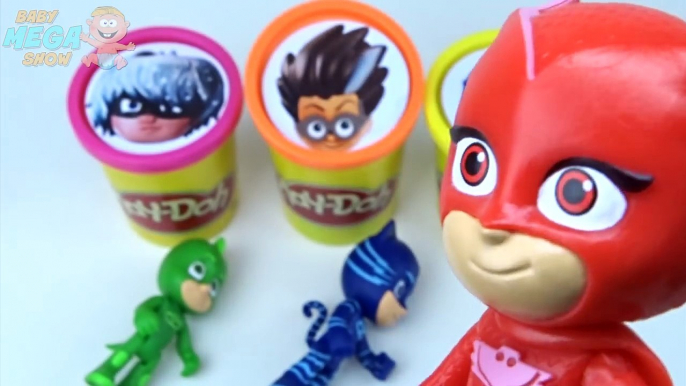 Play Doh Clay PJ MASKS Disney Toys Collection Gekko Owlette Catboy Learn Colors in English