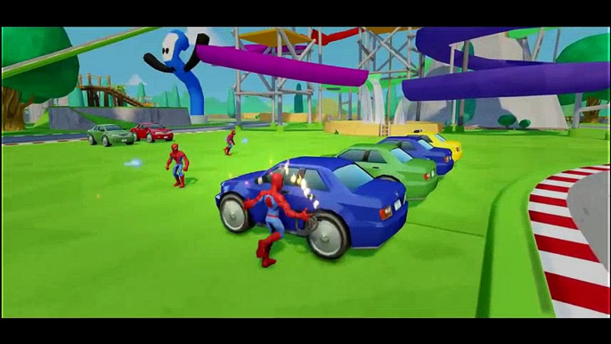 Spiderman Superheores ridin their Bikes - Kids video with Incy Wincy Spider Nursery Rhyme Song