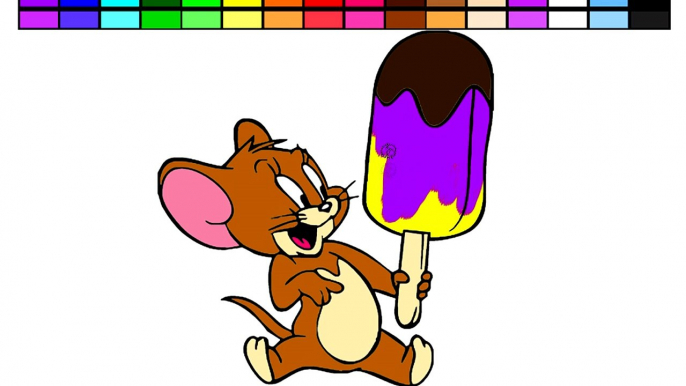 Learn Colors with Tom And Jerry Jerry and Ice Pop Coloring Page For Kids Children Baby