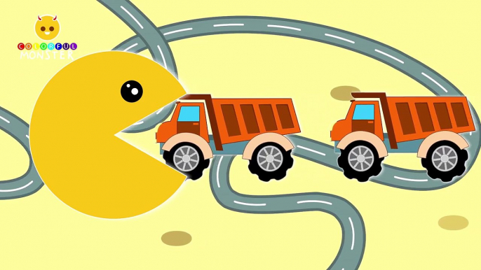 Learn Colors with Pacman Trucks - Colours for Kids to Learn - Trucks for Kids - Learning Videos