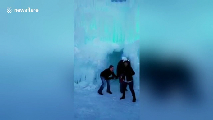 Man proposes to girlfriend in ice cave
