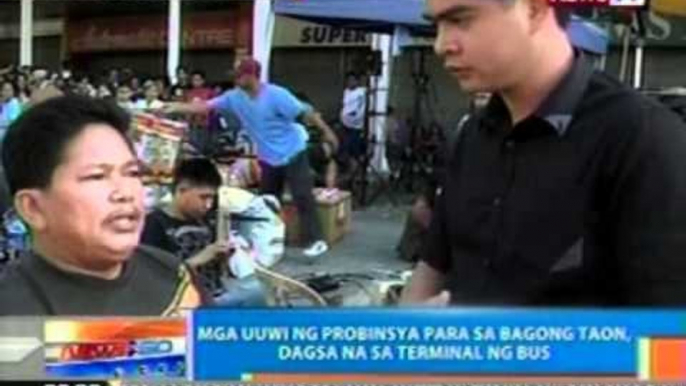 NTG: Mga uuwi ng probinsya para   sa bagong taon, dagsa na sa   terminal ng bus