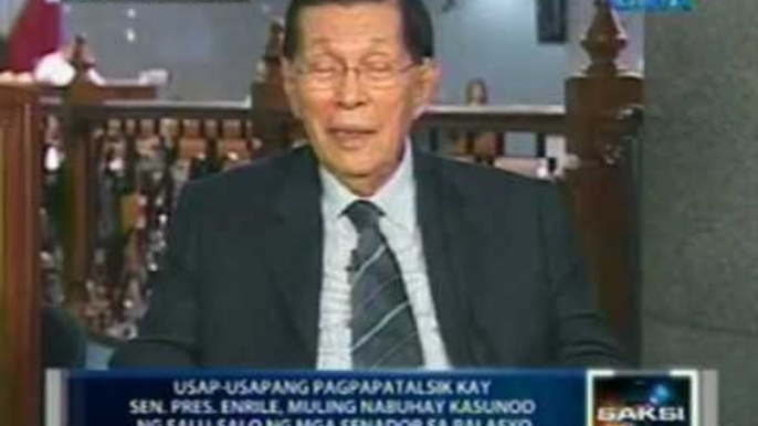 Saksi: Usap-usapang pagpapatalsik kay Sen. Pres. Enrile, muling nabuhay