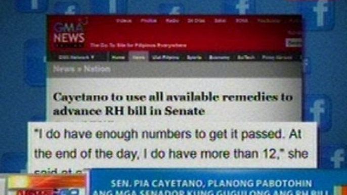 NTG: Sen. Pia cayetano, planong pabotohin ang mga senador kung gugulong ang RH bill