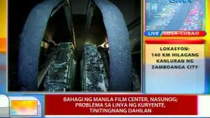 UB: Bahagi ng Manila Film Center, nasunog; problema sa linya ng kuryente, tinitingnang dahilan