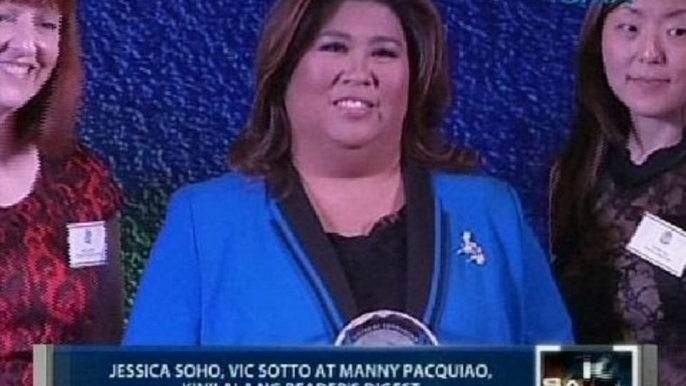 Saksi: Jessica Soho, Vic Sotto at Manny Pacquiao, kinilala ng Reader's Digest