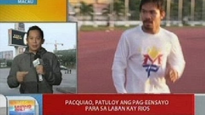 UB: Manny Pacquiao, patuloy ang pag-eensayo para sa laban vs Brandon Rios sa Macau