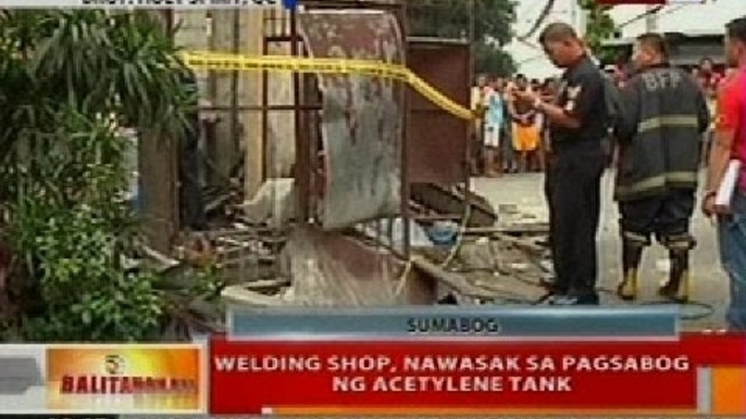 BT: Welding shop, nawasak sa pagsabog ng acetylene tank