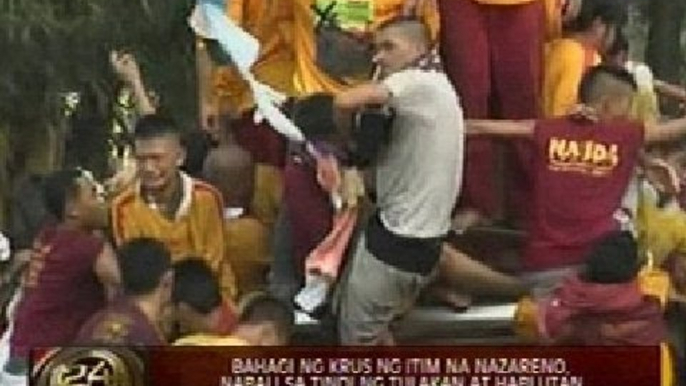 24 Oras: Bahagi ng krus ng Itim na Nazareno, nabali sa tindi ng tulakan at hablutan