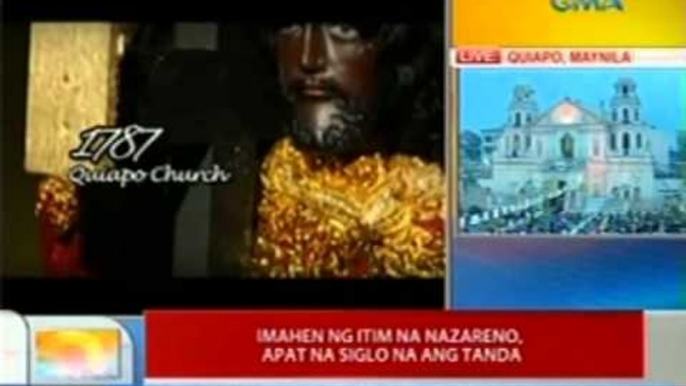 UB: Imahen ng Nazareno, naging itim matapos masunog ang galyong nagdala nito sa Pilipinas