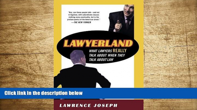 DOWNLOAD EBOOK Lawyerland: What Lawyers Talk About When They Talk About Law Lawrence Joseph Full