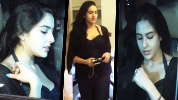 Saif Ali Khan Hot Daughter Sara Ali Khan Adjusting Dress