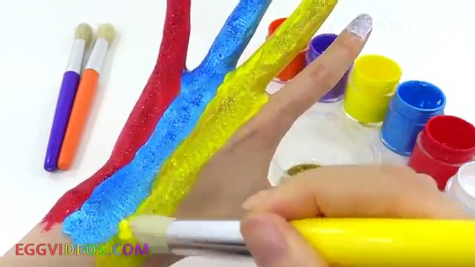 Learn Colors for Children Glitter Body Paint Finger Family Song Nursery Rhymes Video EggVideos.com