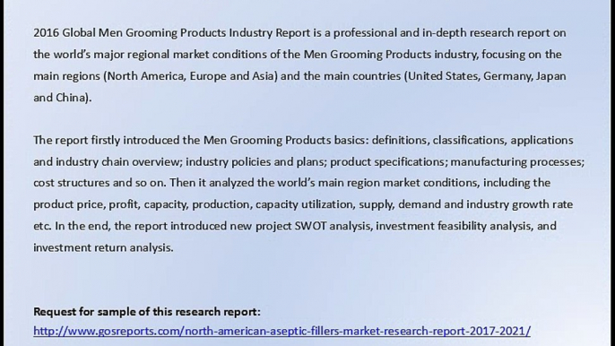 Men Grooming Products Market Research Report 2016