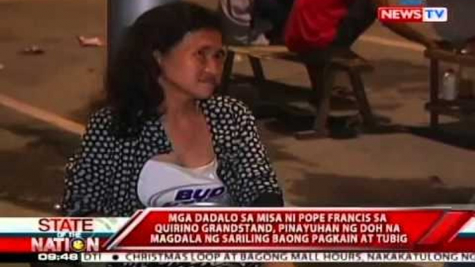 Mga dadalo sa misa ni Pope Francis sa Luneta, pinayuhan na magbaon ng pagkain at tubig