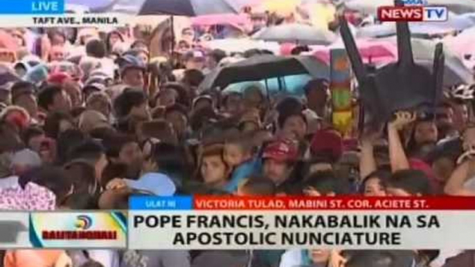 BT: Pope Francis, nakabalik na sa Apostolic Nunciature