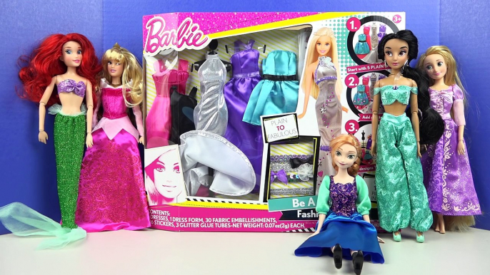Barbie Doll Fashion Designer Disney Princess Dressup Party Frozen Ariel Aurora Jasmine Anna Rapunzel