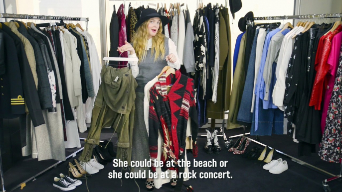 Drew Barrymore in the Vogue Paris fashion cupboard