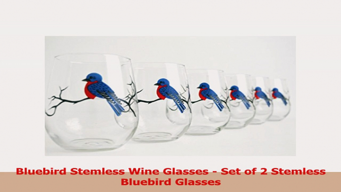 Bluebird Stemless Wine Glasses  Set of 2 Stemless Bluebird Glasses 74f0ce11