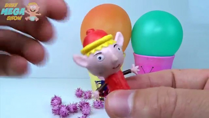 Balloons Cups Surprise Toys Ben and Holly Learn Colors in English for Children