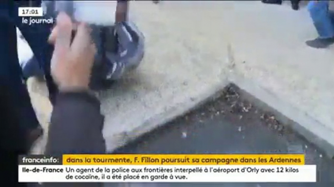 Cet homme se fait plaquer au sol pour avoir insulté François Fillon !