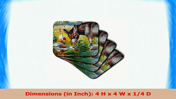 3dRose cst123914 Donkey and Geese Vintage Digital Art Ceramic Tile Coasters Set of 8 49edf860