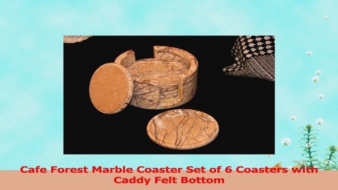 Cafe Forest Marble Coaster Set of 6 Coasters with Caddy Felt Bottom ef3fee17