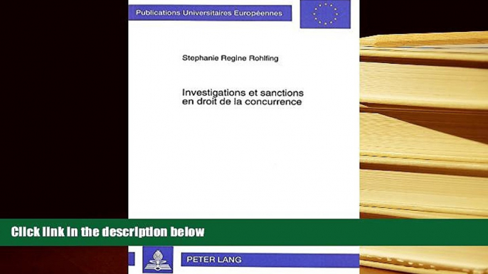 PDF [FREE] DOWNLOAD  Investigations et sanctions en droit de la concurrence: Etude de droit