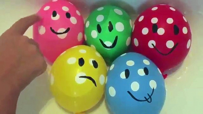 Five Wet Balloons Toys Compilation - Learning Colours collection - Faces Water Balloon Song kids