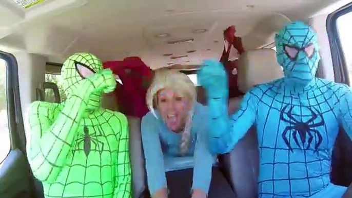 Superheroes Dancing in a Car!! Superheroes in real life Spiderman and frozen elsa Pink spidergirl