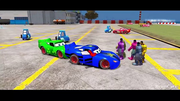 Blue Spiderman Hulk Colors & Disney Pixar Cars Nursery Rhymes Lightning McQueen Dinoco