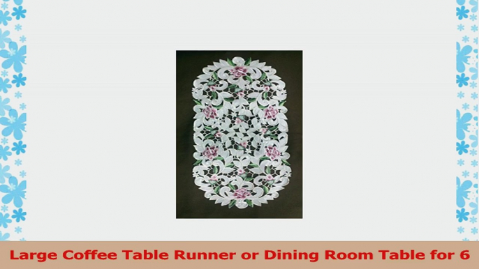 Table Runner Embroidered with Light Pink Roses Size 44 x 15 inches 37f40e29