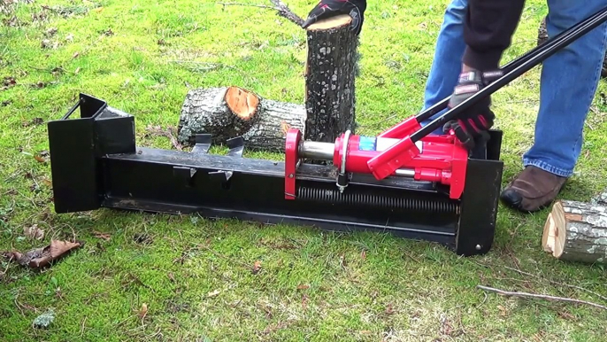 Sexy Girls and Log Splitter, Chainsaw, Circular Saw. New Technologies Chopping Wood