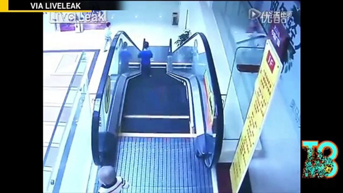 Defying Death- Chinese kid falls off escalator and survives