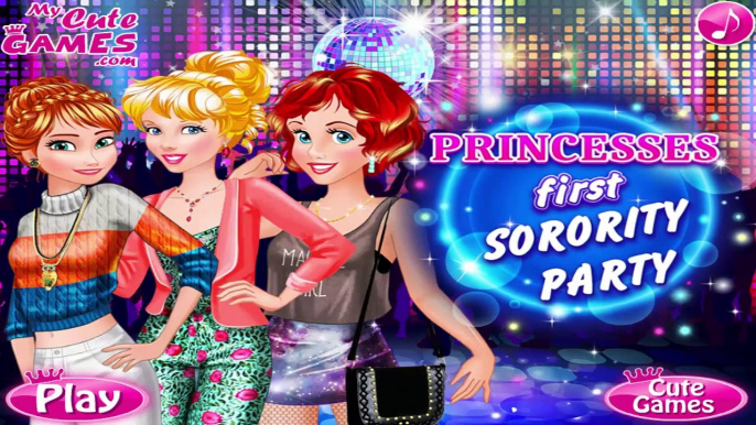 Princesses First Sorority Party-Disney Princess Anna Ariel Aurora Games For Girls To Play