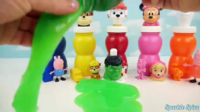 Learn Colors DISNEY Paw Patrol, Chase, Rubble, Marshall, Minnie Mickey Mouse SLIME Toy Surprises