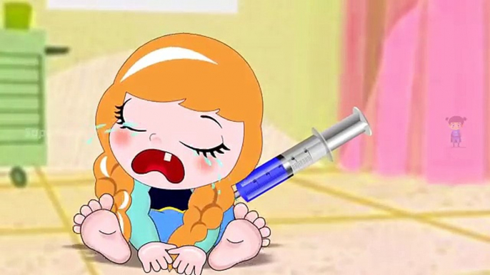 Funny Little Baby Frozen Anna Injections in The Bottom | Learning Colors for Kids with Baby Doll