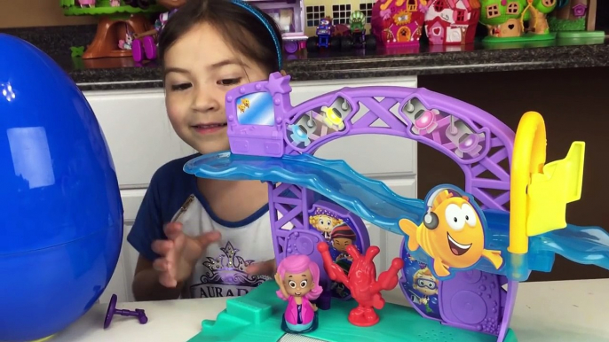 Giant Play Doh Surprise Egg Bubble Guppies Toy Stacking Cups Supermarket Frozen Elsa Molly