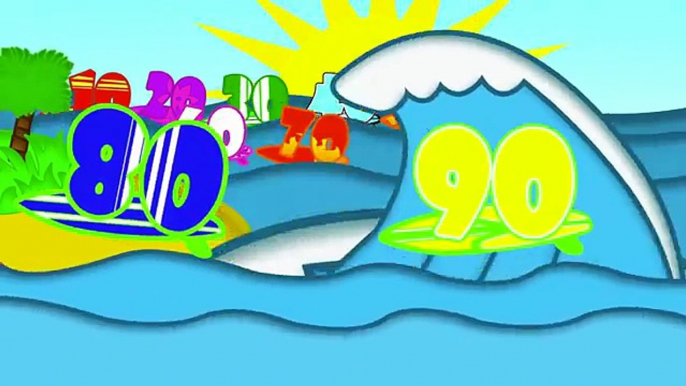 Counting to 100 by 10s - Count by 10s - Counting by 10 - Count by 10 to 100 - Fun Surf Theme