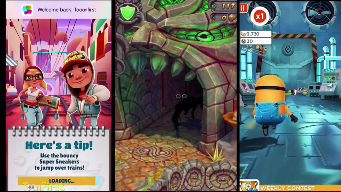 TEMPLE RUN 2 vs SUBWAY SURFERS vs MINION RUSH - 3 Most Popular Running Games