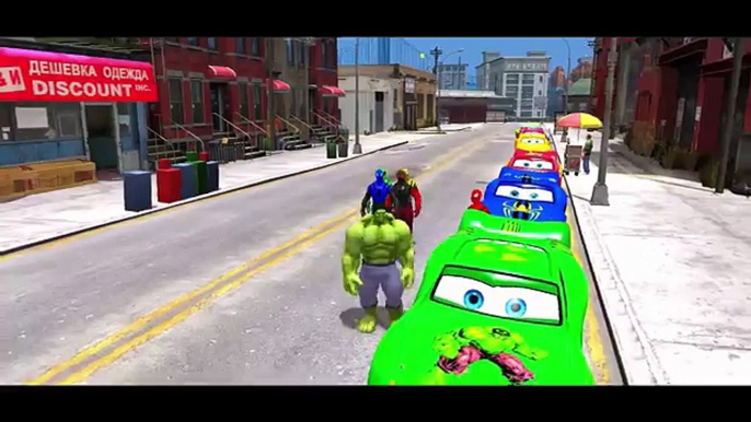 Superhero HULK & SPIDERMAN Colors Disney Pixar Cars Nursery Rhymes and Lightning McQueen