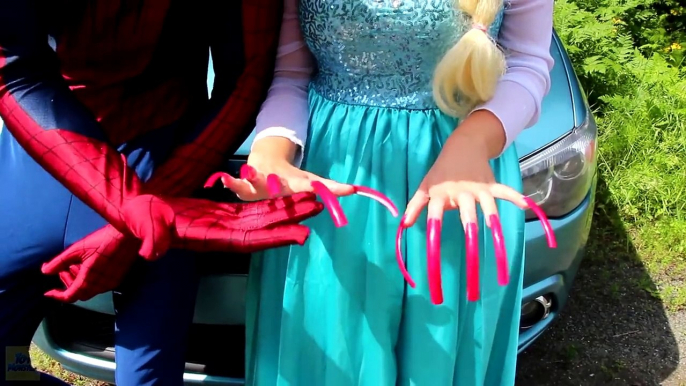 Spiderman & Frozen Elsa vs Poison Ivy! w_ Pink Spidergirl, Joker, Ariel Mermaid & Superman  -)-Y